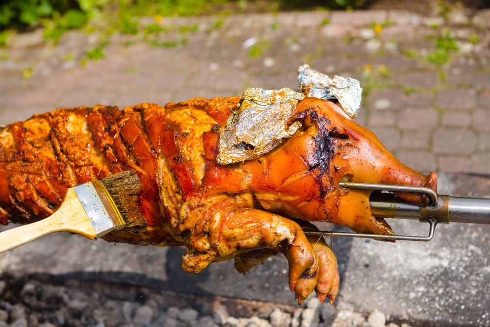 spanferkel würzen ritzen vorbereiten aufspießen