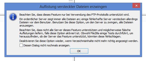 Filezilla Hinweis